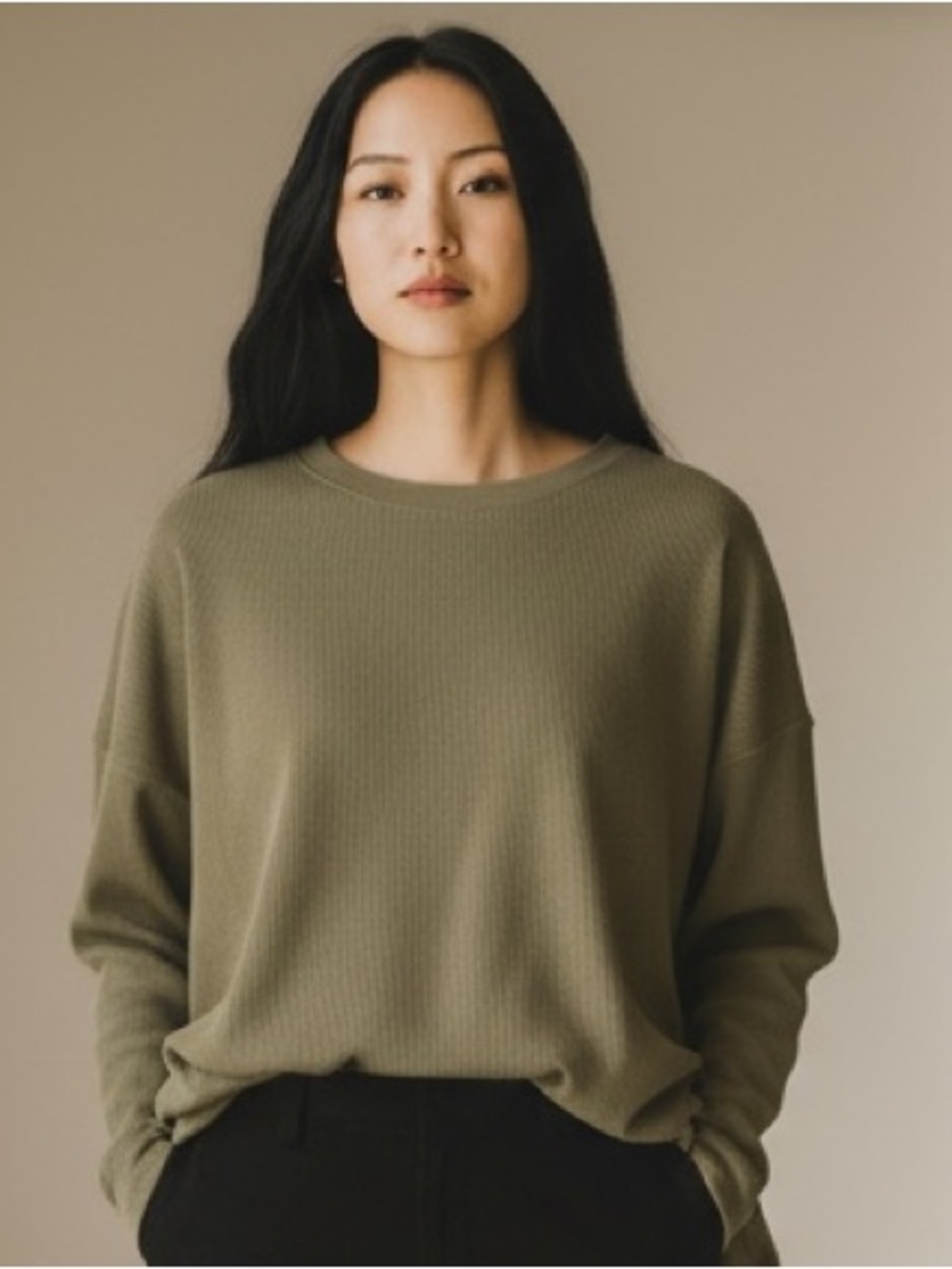 Madewell Olive Green Long-Sleeve Ribbed Tee